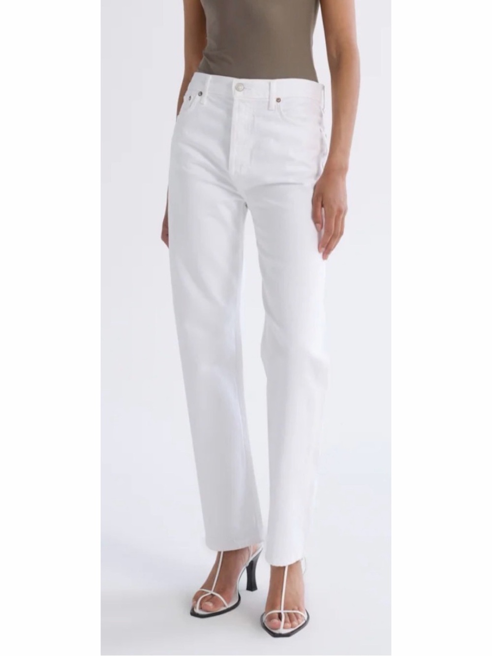 Agolde 90's Pinch Waist High Rise Straight Jeans White